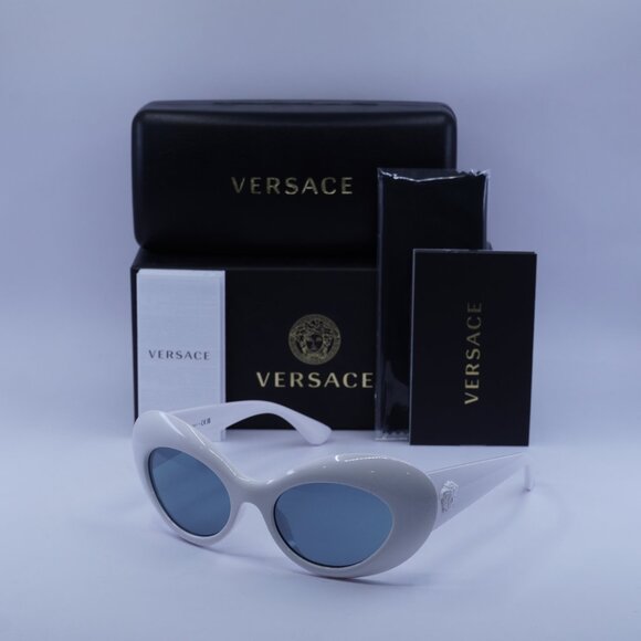 Versace VE4456U 314/1 Oval Sunglasses – White/Grey main image 7